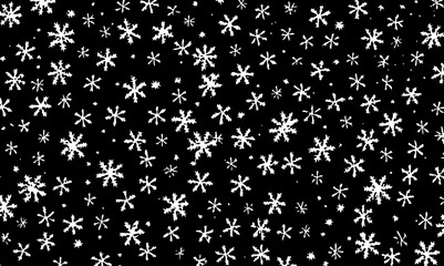 Beautiful falling snow background. Hello, snow night. Snowflake winter decoration. Snowflakes for design New Year banners and cards. Snowflakes isolated on the background. Vector illustration