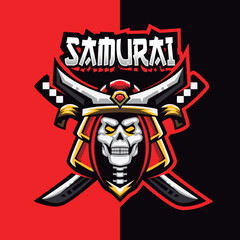 skull samurai, samurai logo, esport logo, gaming logo, team logo