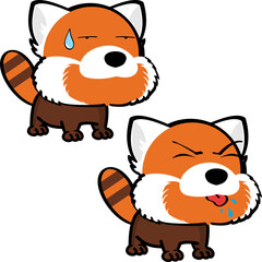 big head red panda character cartoon expressions pack illustration in vector format