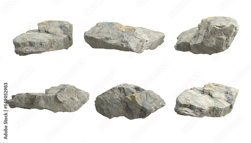 Wall mural hard rock stone shape transparent background 3d rendering png file