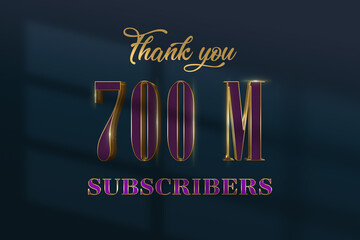 700 Million  subscribers celebration greeting banner with Luxury Design