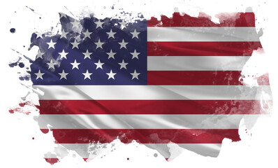 Illustrated USA flag. Flag of the United States of America on a transparent background. © quqadesign