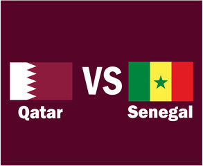 Qatar And Senegal Flag Emblem With Names Symbol Design Africa And Asia football Final Vector African And Asian Countries Football Teams Illustration