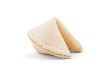 Fortune cookie with blank message on white background