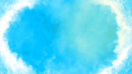 Bright blue clouds tonnel to heaven or paradise, frame - abstract 3D rendering