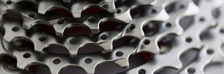 Bicycle roller chain, part of vehicle that transfer power from pedals to drive - obrazy, fototapety, plakaty