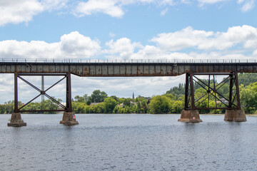 Old steel bridge over a river