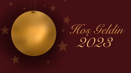 Hoş Geldin 2023. Text translate: Welcome 2023. Illustration design can be used as display, print, website banner, social media post, greeting card, postcard.