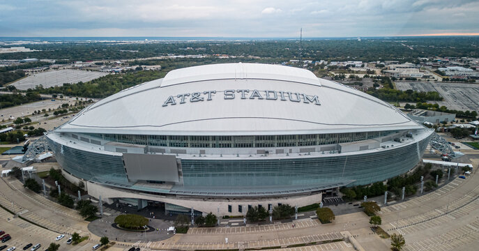 AT and T stadium in the city of Arlington - home of the Dallas Cowboys - aerial view - DALLAS, TEXAS - OCTOBER 30, 2022
