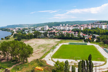 Landscape photo with an empty soccer field, Varna, Bulgaria