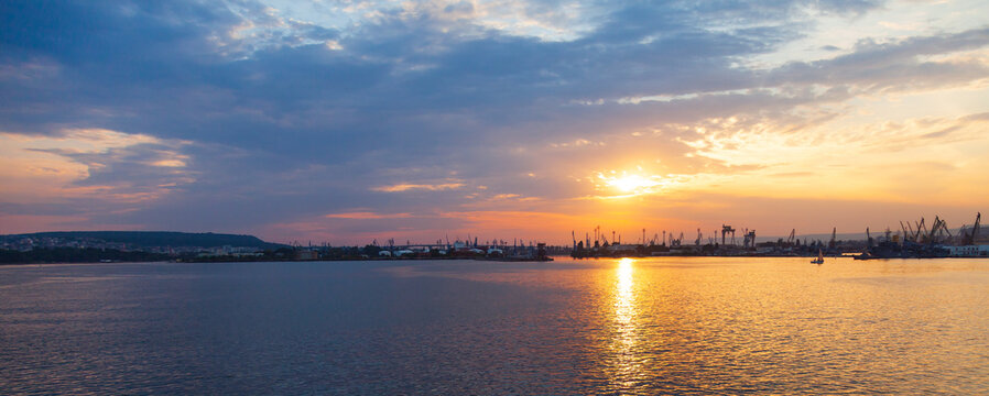 Varna port, Bulgaria. Panoramic landscape photo