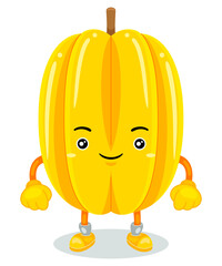 Cute Starfruit Mascot Character Vector Illustration
