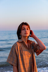 teenage girl on the seashore