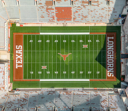 Darrell K Royal-Texas Memorial Stadium - home of the Longhorns Football Team in Austin - aerial view - AUSTIN, TEXAS - NOVEMBER 1, 2022