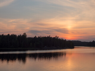 landscape with the setting sun