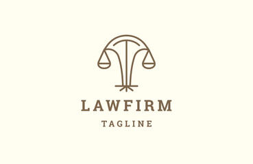 Lawyer of law firm logo with line art style template
