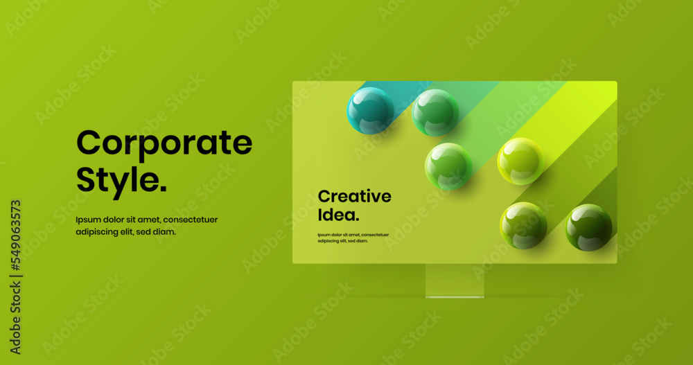Wall mural original presentation vector design template. creative computer monitor mockup landing page concept.
