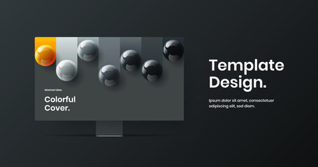 Minimalistic desktop mockup banner illustration. Clean landing page design vector concept.