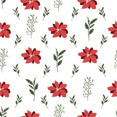seamless pattern with red flowers. Great for fabrics,home texlite, wallpapers, vintage style designs. Seamless floral pattern. Cute retro textures.