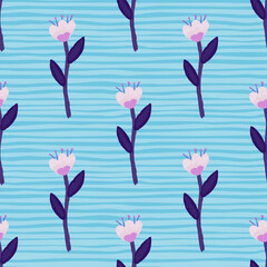 Folk flower seamless pattern in naive art style. Decorative floral wallpaper.