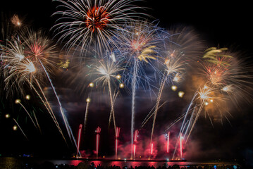 Colorful of fireworks for 4th July national holiday festival,independence day or New Year count...