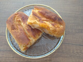 hand made potato puff pastry background