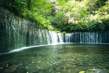 軽井沢町白糸の滝の水しぶき