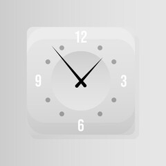 Square clock icon in flat style