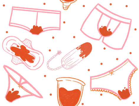Pattern de productos de higiene para la menstruaci&oacute;n y ropa interior