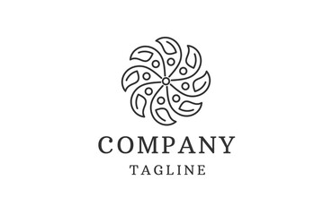 Nature boutique of leaf line logo icon design template