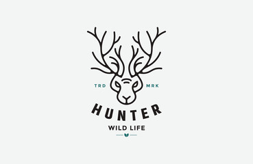 Deer hunter logo icon design template