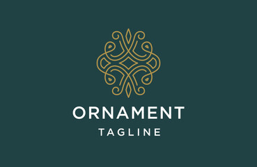 Flower boutique line logo icon design template flat vector