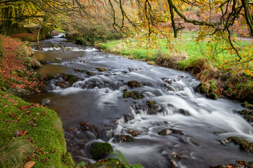 Robbers Bridge in Exmoor National Park in autumn