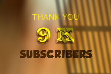 9 K  subscribers celebration greeting banner with Gold Design