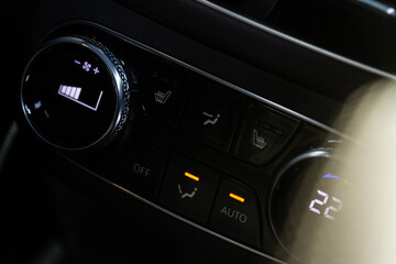 Car climate control button. Modern car heating control panel.