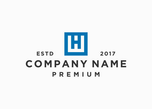 initial letter wh square logo design vector illustration template