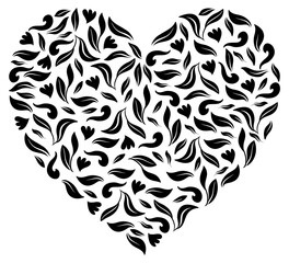 Ornamental Heart Shape for Wedding Invitation or Valentines Day or for Decoration, Ornate or Graphic Design Element. Format PNG