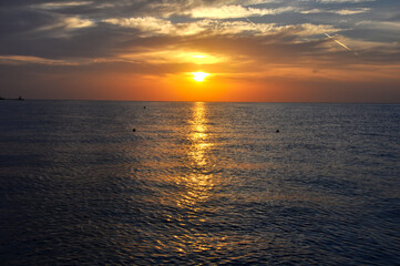 Obraz premium Orange sunset on the Red Sea, Egypt