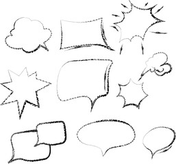 Obraz premium Vector set of speech bubble. Freehand outline drawing comical dialogue for comicsа
