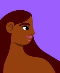 Mujer latina mirando de perfil