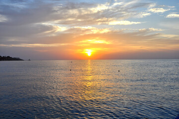 Orange sunset on the Red Sea, Egypt