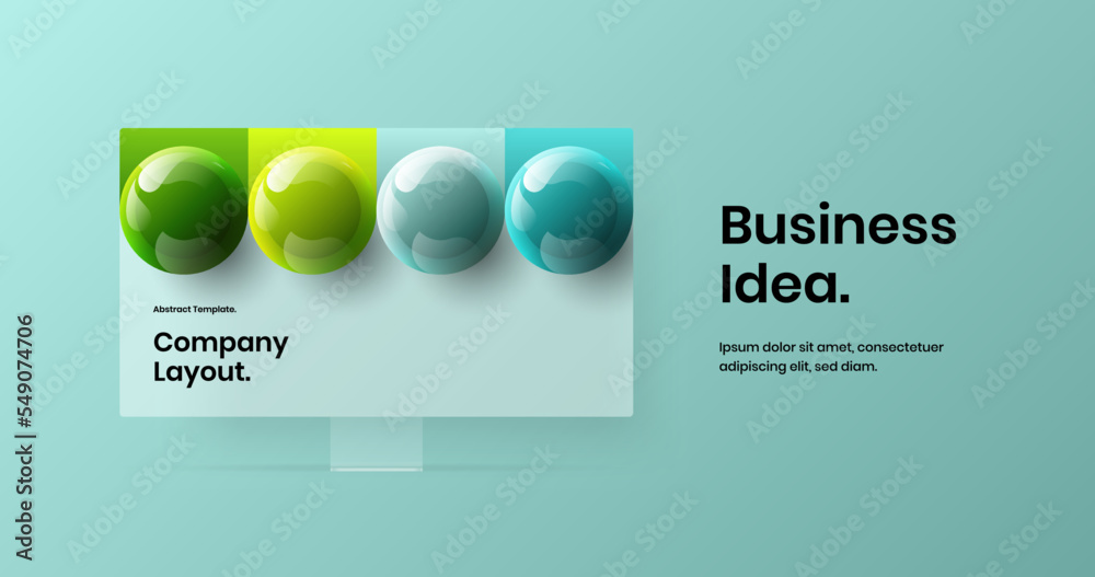 Wall mural vivid website screen design vector layout. bright computer monitor mockup presentation template.