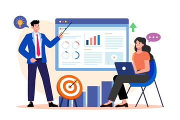 Business strategy, analysis, growth, success concept, Business team analyzing growth charts. Finance report graph. Charts and diagrams.