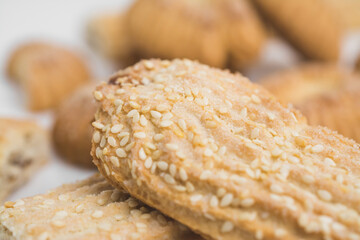 Delicious cookies close up on a white