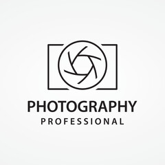 Photography camera logo, lens camera shutter, digital, line, professional, elegant and modern. Logo can be used for studio, photography and other businesses. Using vector illustration editing template