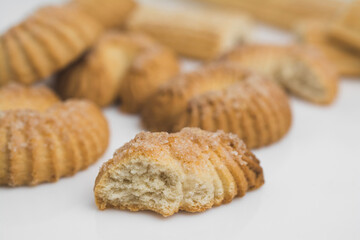 Delicious cookies close up on a white