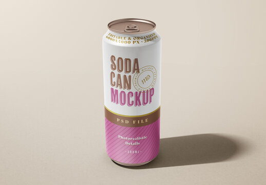 Realistic Soda Can Mockup for Beverage Packaging and Brand Design
