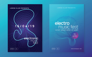 Neon electronic fest flyer. Electro dance music. Trance sound. Club event poster. Techno dj party.