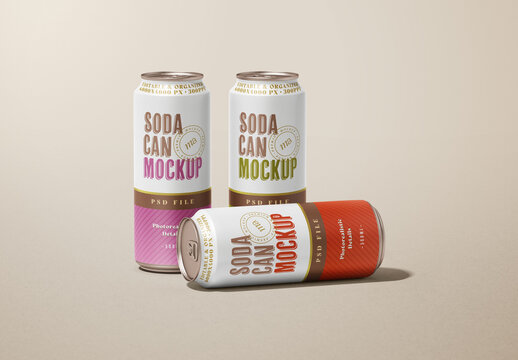 Realistic Soda Can Mockup for Beverage Packaging and Brand Design