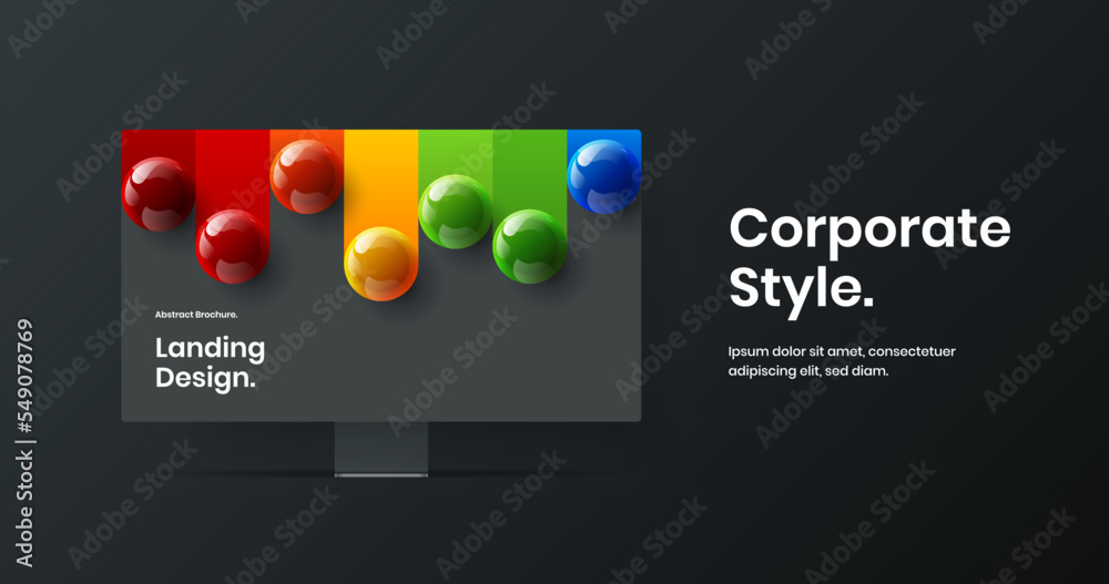 Wall mural abstract computer display mockup banner layout. bright landing page vector design template.